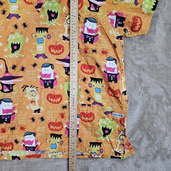 UA Scrubs Halloween Scrubs Frankenstein Vampire Pumpkin Womens XL Orange Pockets - Picture 4 of 10